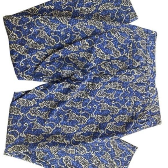 Lilly Pulitzer Cropped Dress Pants – Size 0 – Blue & Gold Cat Print - Picture 3 of 6